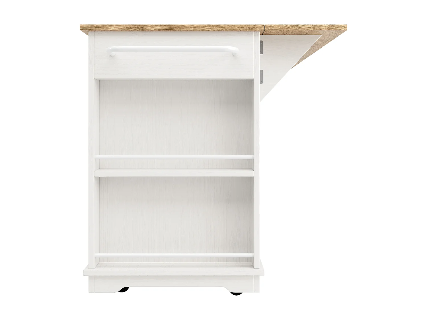 Mobiele keukentrolley 2 deuren en 3 laden Houten keukeneiland met uitschuifbaar blad 151,5x(60-85)x91,7 cm - wit