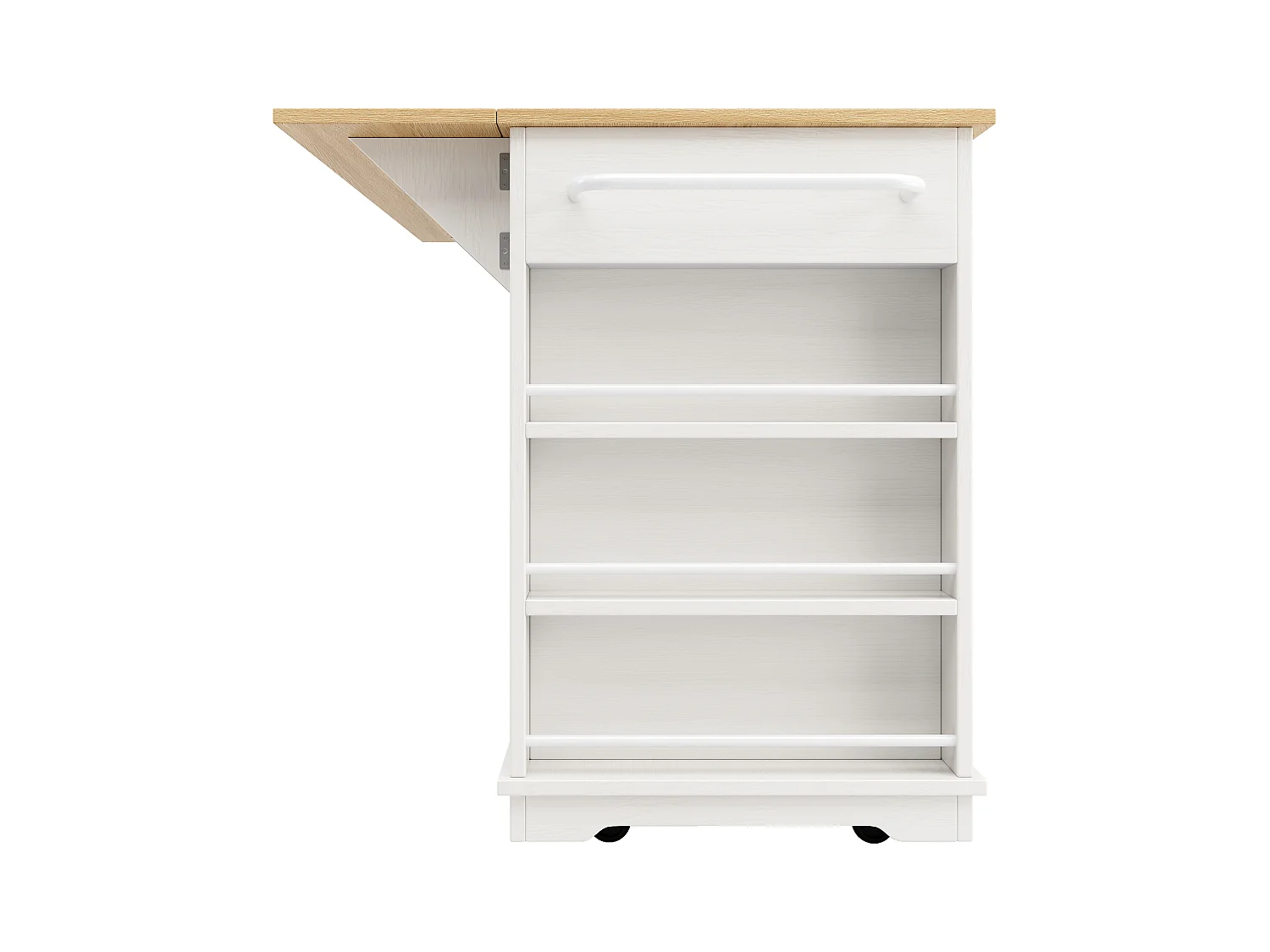 Desserte de cuisine 151.5x(59.7-84.7)x91.7 cm 2 portes et 3 tiroirs prise électrique Îlot de cuisine avec plateau extensible  - blanc