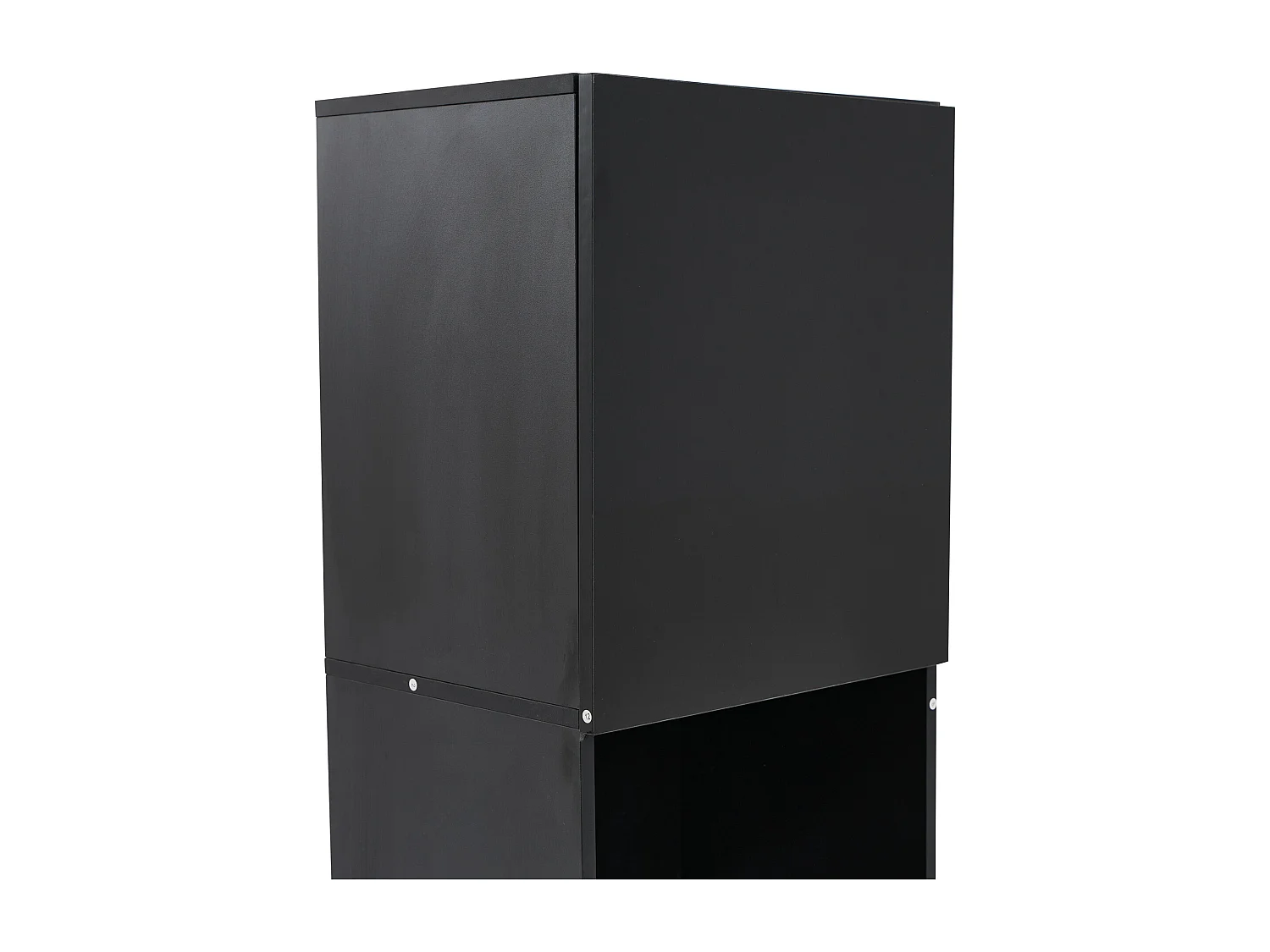 LED boekenkast vitrinekast met 2 deuren en 1 glazen plank - opbergmeubel - hout - zwart (45x35x160 cm)