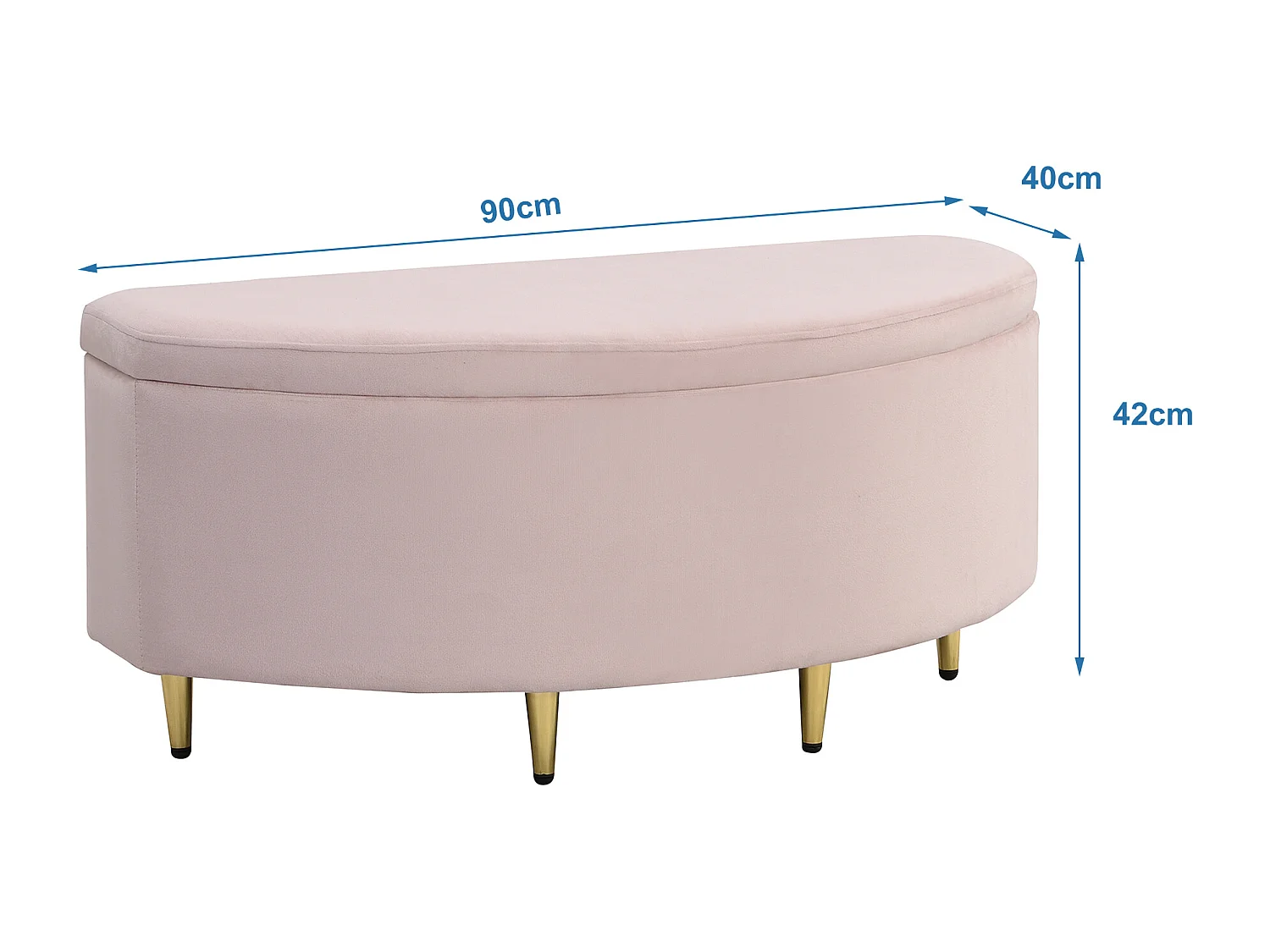 Banc coffre 90x40x42 cm avec rangement - cadre en bois - velours gris