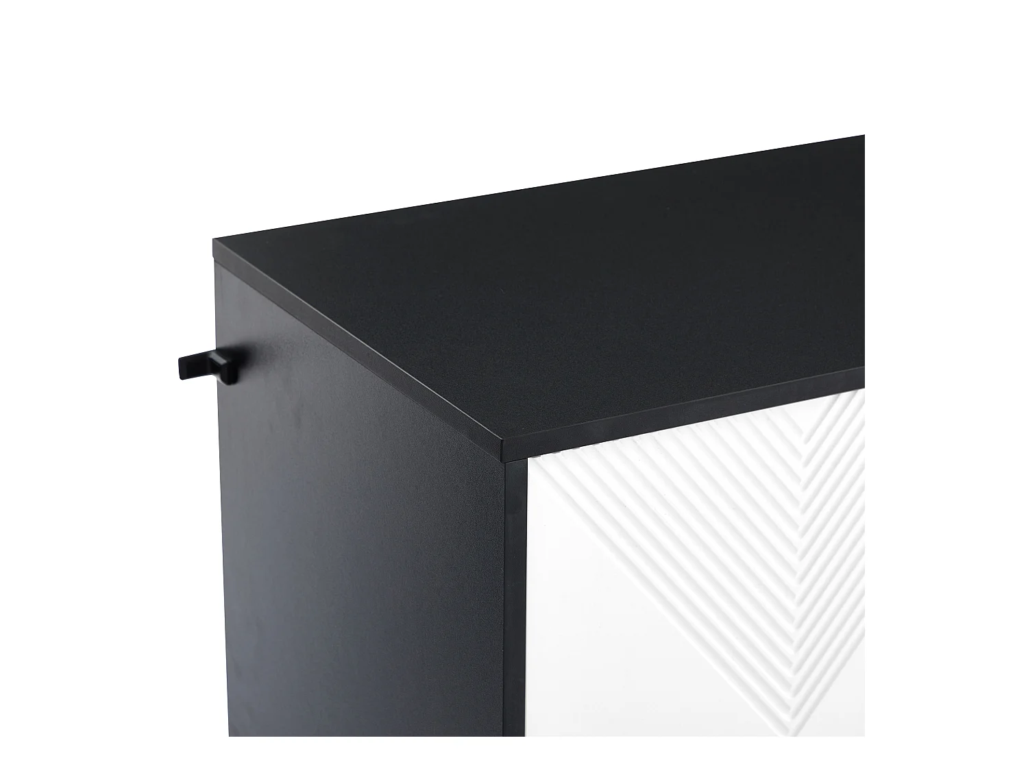 Buffet 120x40x88 cm bois 3 portes meuble de rangement - poignées et pieds en métal - noir