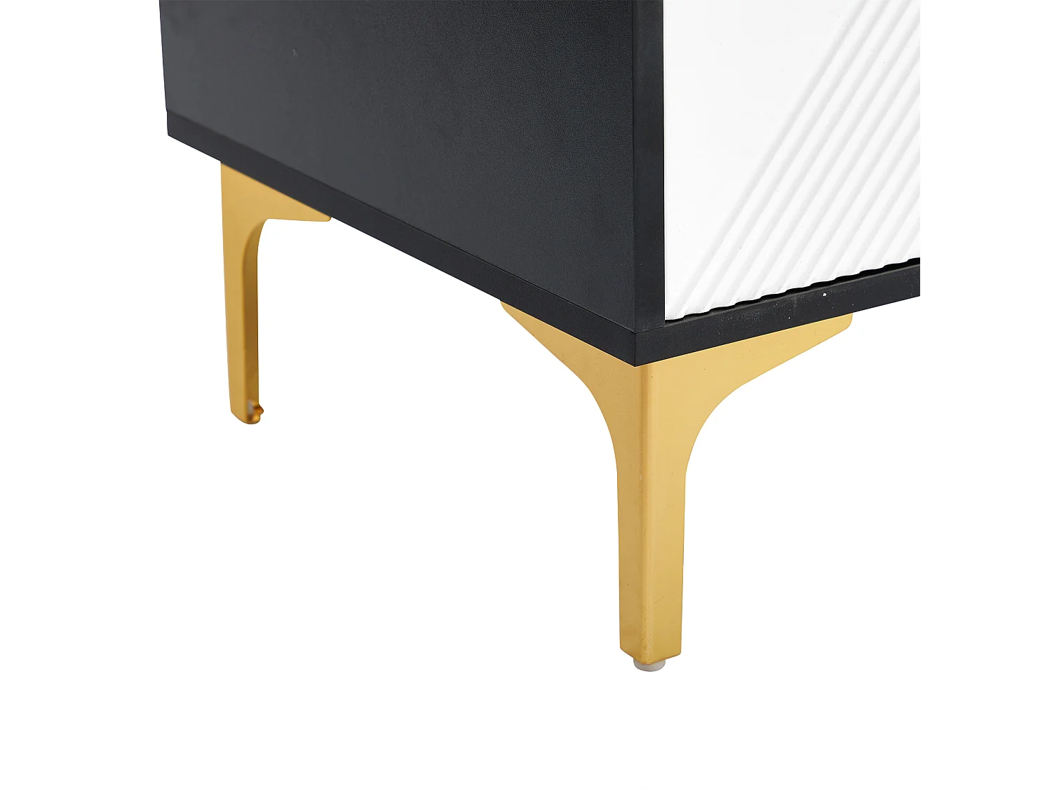 Eetkamerdressoir van hout met 3 deuren en opbergruimte - metalen handgrepen en poten - zwart (120x40x88 cm)