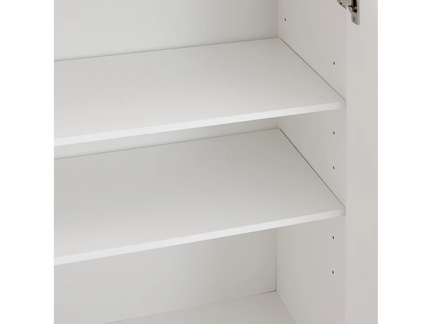 Eetkamerdressoir van hout met 4 deuren en opbergruimte - metalen handgrepen en poten - wit (160x36,5x100 cm)