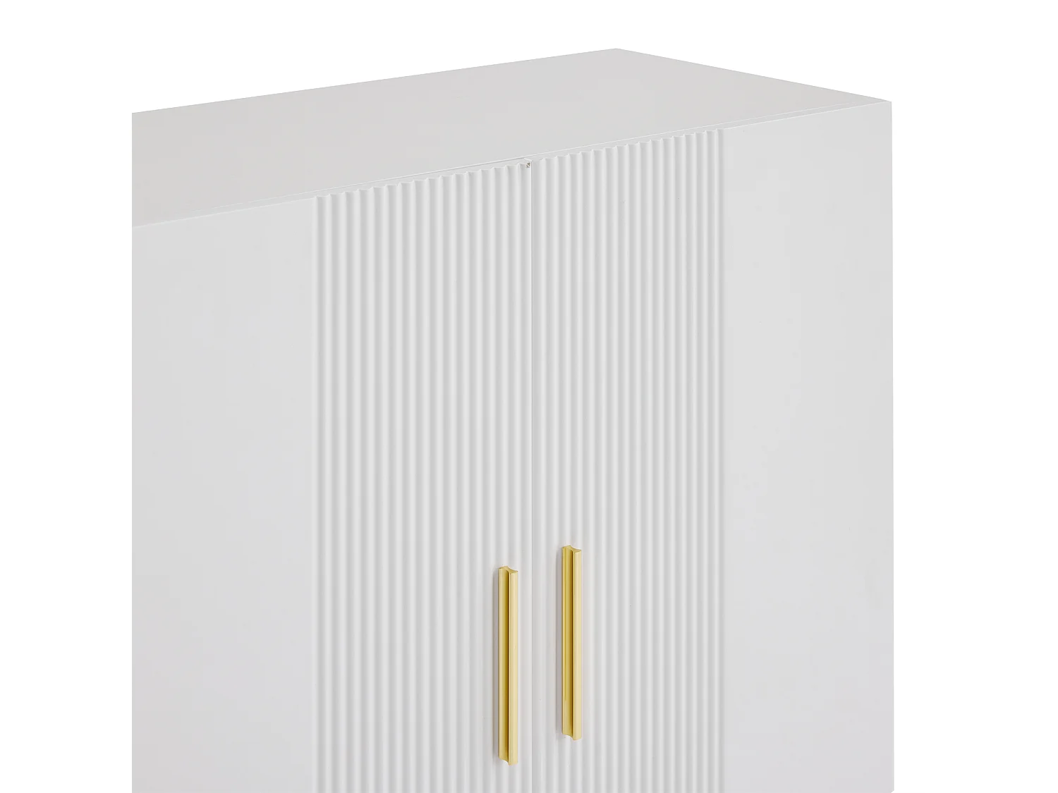 Buffet 160x36.5x100 cm bois 4 portes meuble de rangement - poignées et pieds en métal - blanc