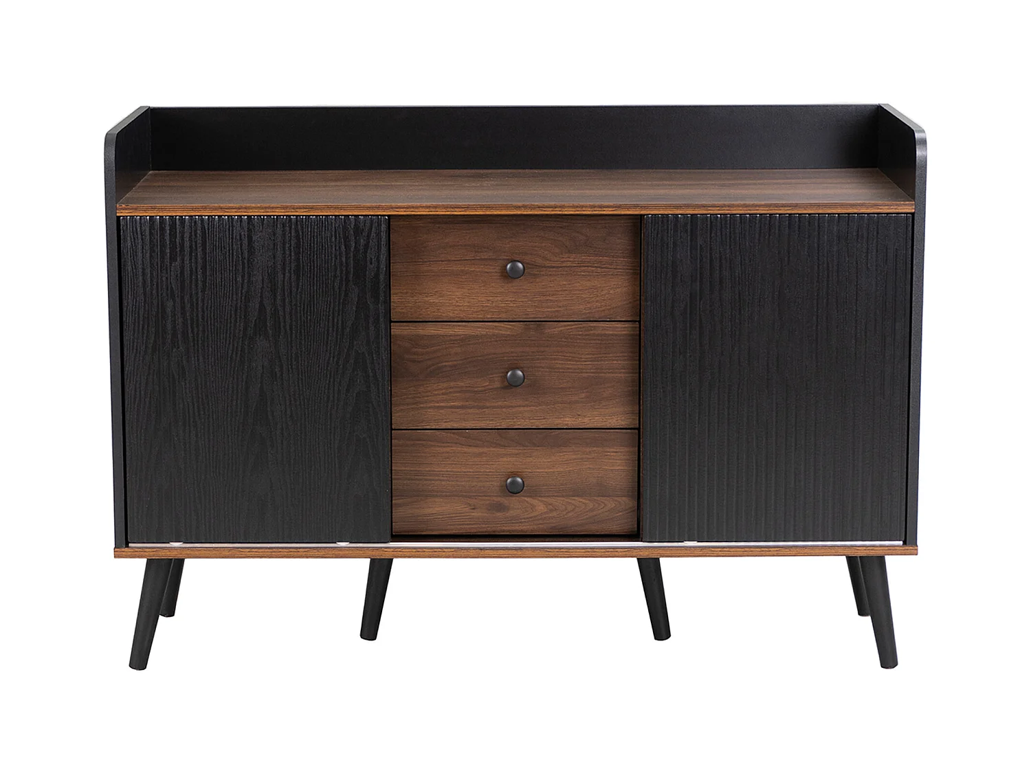 Buffet 117.5x39.5x79 cm 2 portes coulissantes 3 tiroirs - meuble de rangement bois - noir