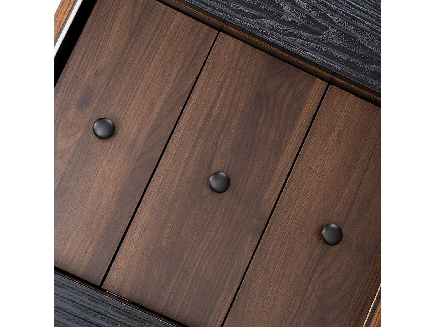 Buffet 117.5x39.5x79 cm 2 portes coulissantes 3 tiroirs - meuble de rangement bois - noir