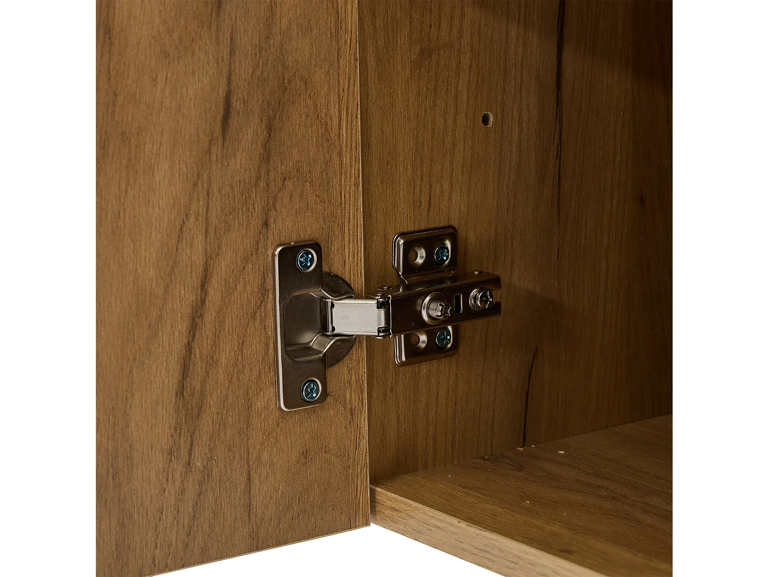 Buffet 140x40x70 cm 4 portes 2 tiroirs et meuble de rangement ouvert - bois - chêne