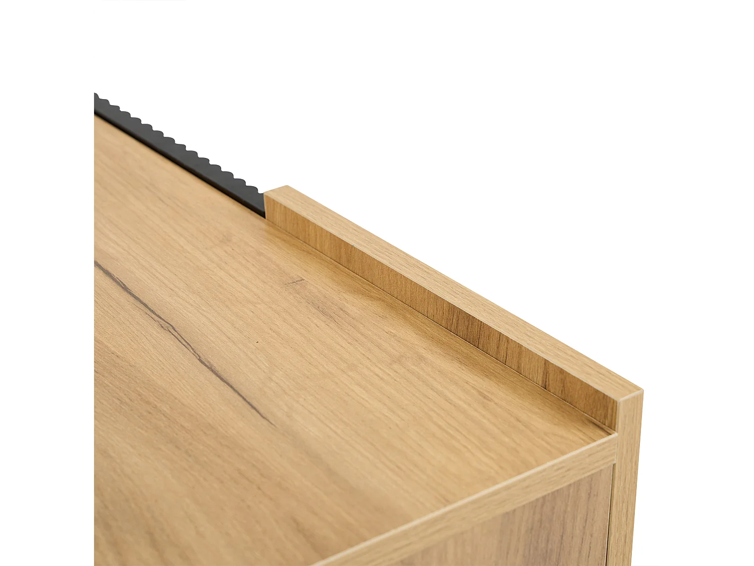 Buffet 140x40x70 cm 4 portes 2 tiroirs et meuble de rangement ouvert - bois - chêne