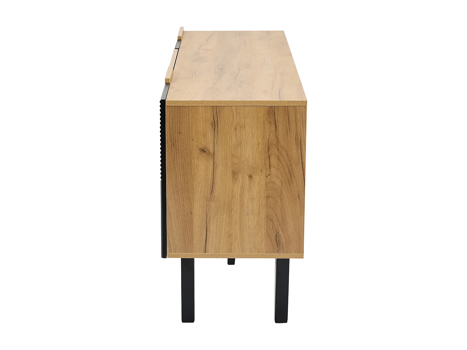 Buffet 140x40x70 cm 4 portes 2 tiroirs et meuble de rangement ouvert - bois - chêne