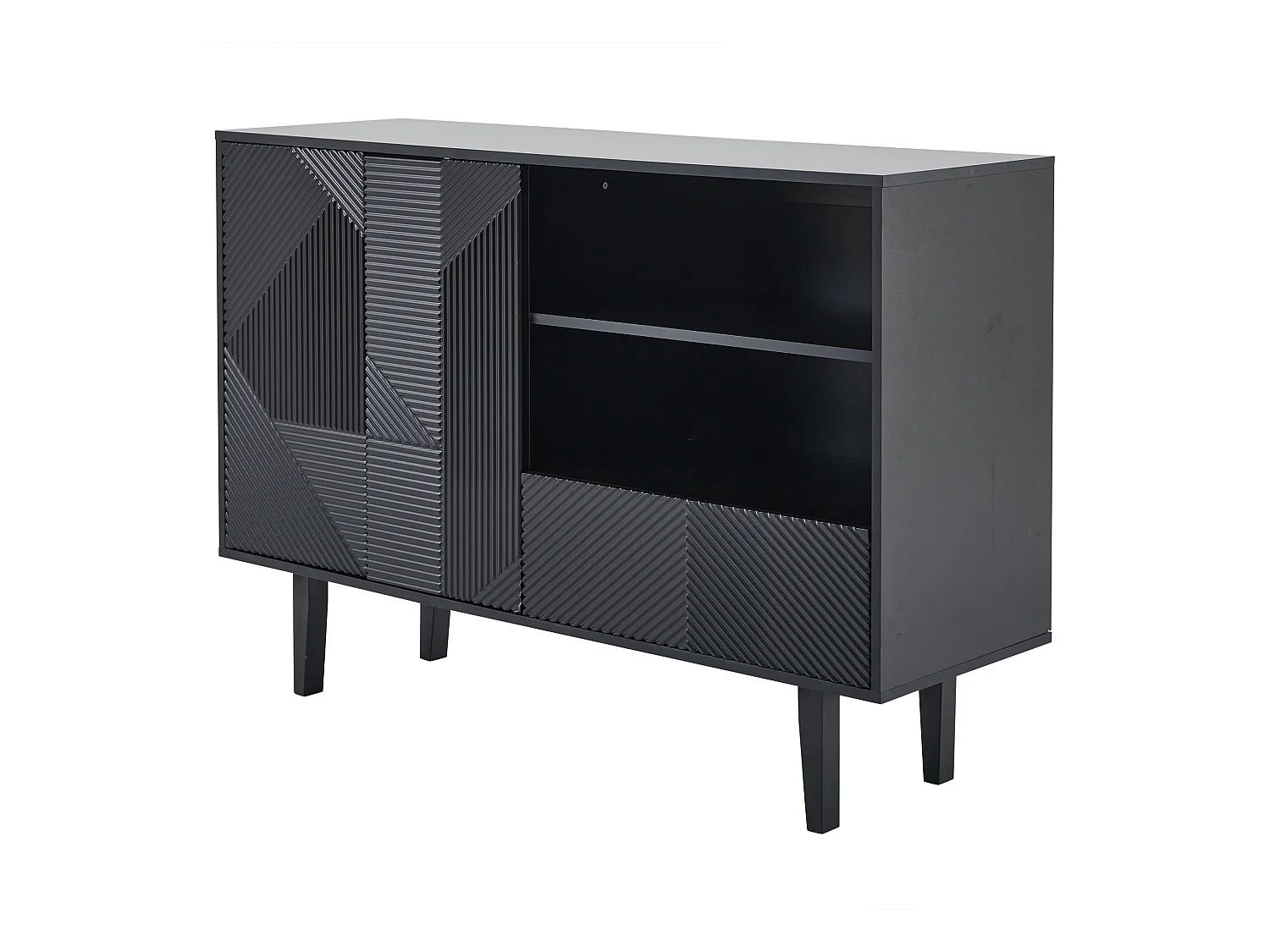 Buffet 125x40x86 cm 2 portes 1 tiroir et meuble de rangement ouvert - bois - noir