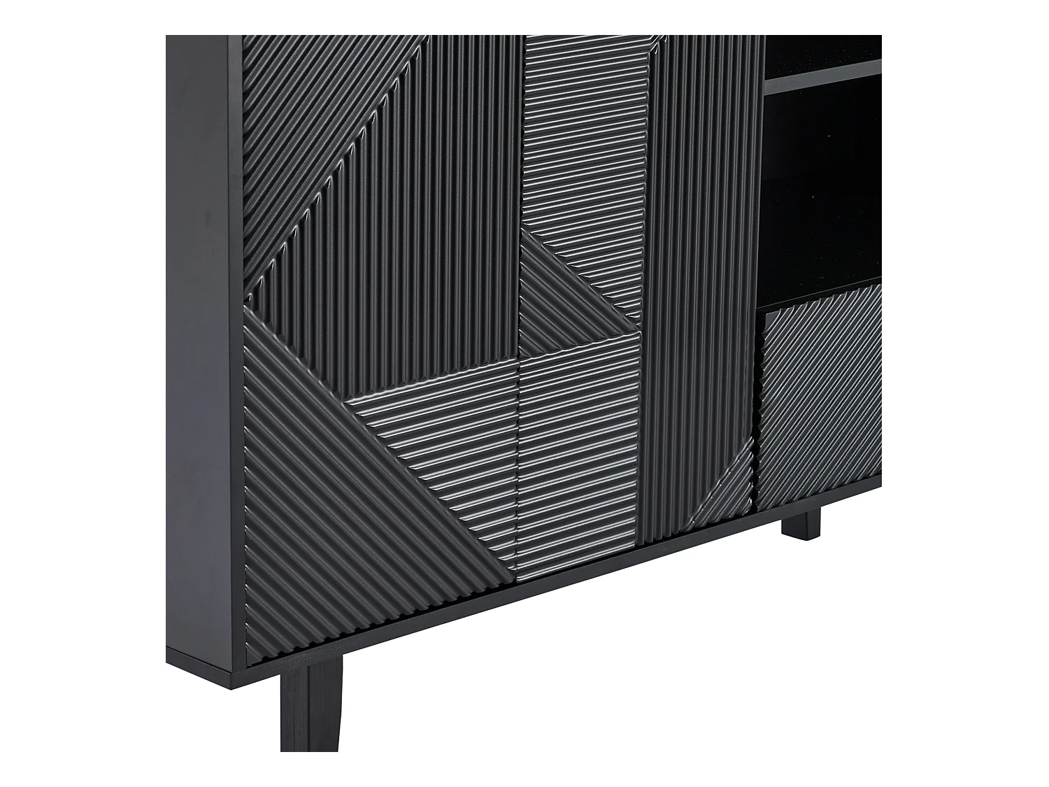 Buffet 125x40x86 cm 2 portes 1 tiroir et meuble de rangement ouvert - bois - noir