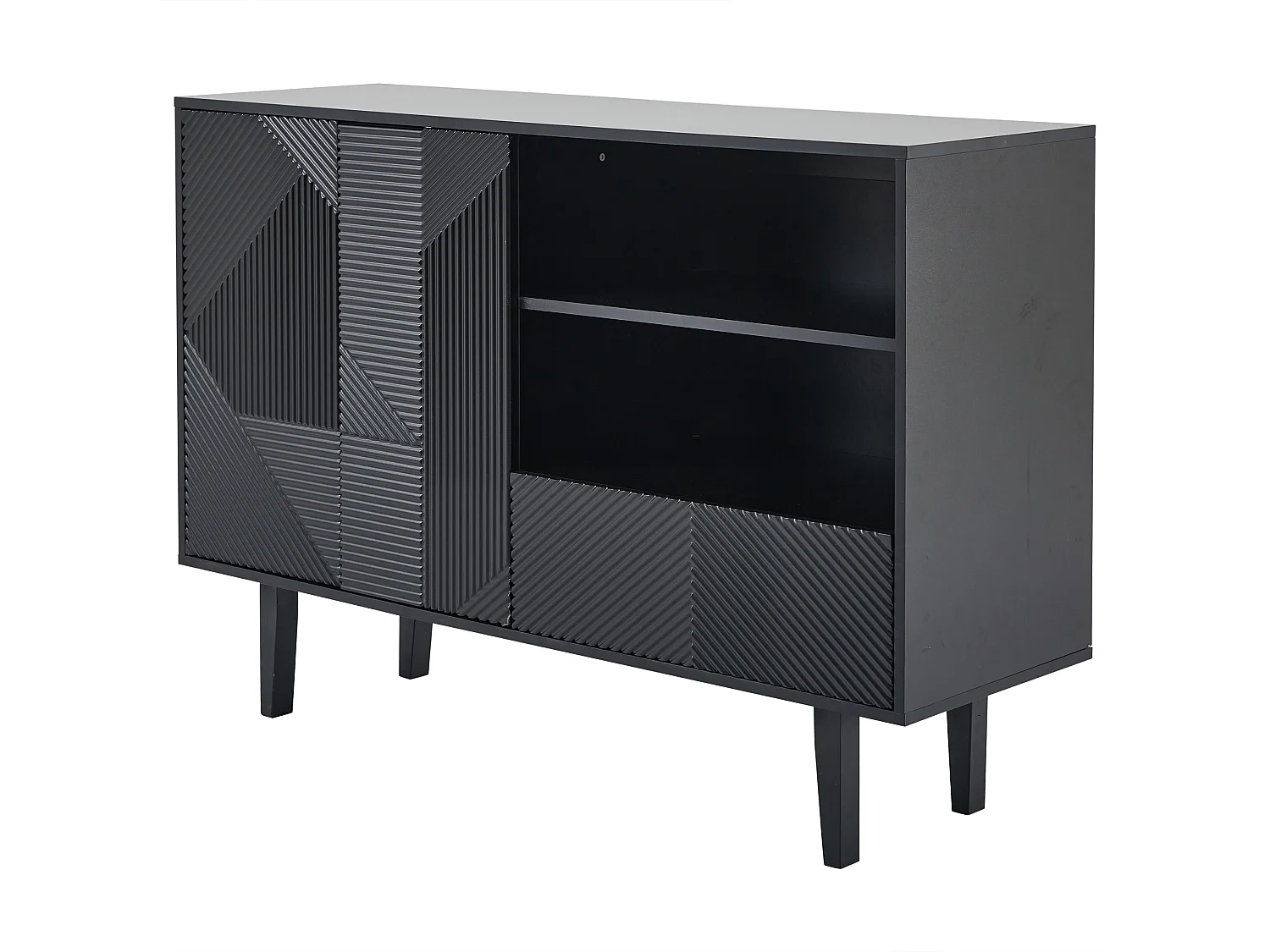 Eetkamer dressoir met 2 deuren, 1 lade en open opbergruimte - hout - zwart (125x40x86 cm)