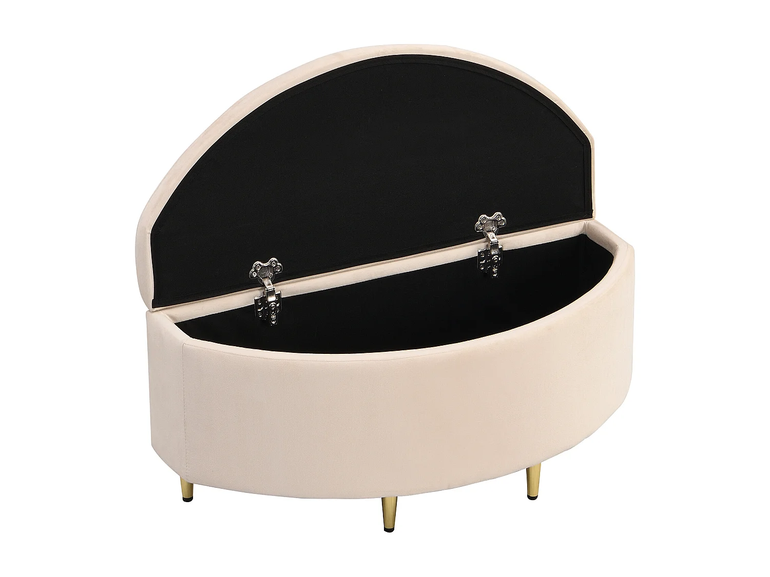 Banc coffre 90x40x42 cm avec rangement - cadre en bois - velours beige