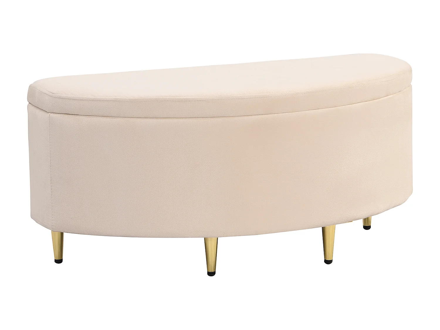 Gestoffeerde opbergbank met opbergruimte - houten frame - beige fluweel (90x40x42 cm)