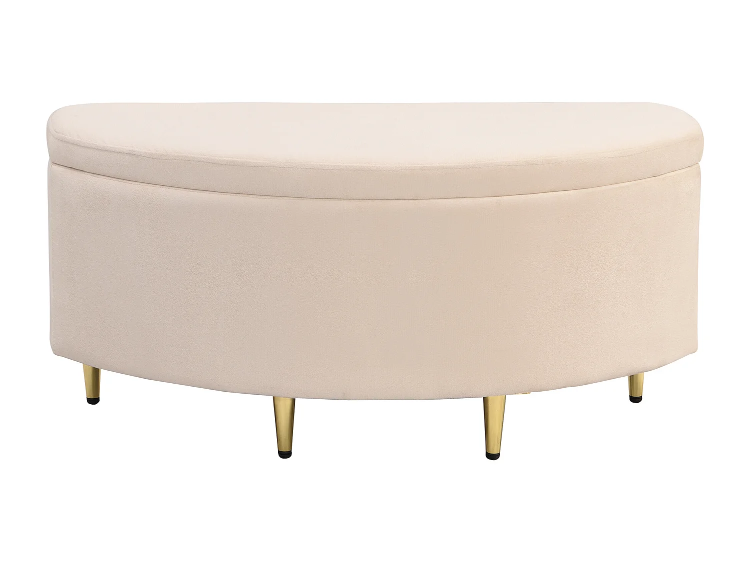 Gestoffeerde opbergbank met opbergruimte - houten frame - beige fluweel (90x40x42 cm)