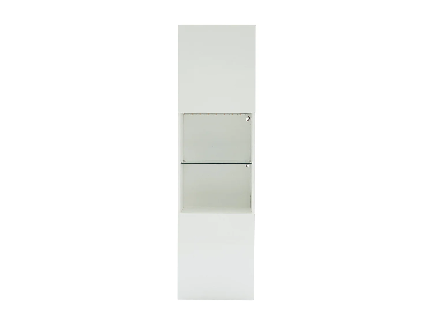 Vetrina libreria LED con 2 ante e 1 ripiano in vetro - mobile contenitore - legno - bianco (45x35x160 cm)