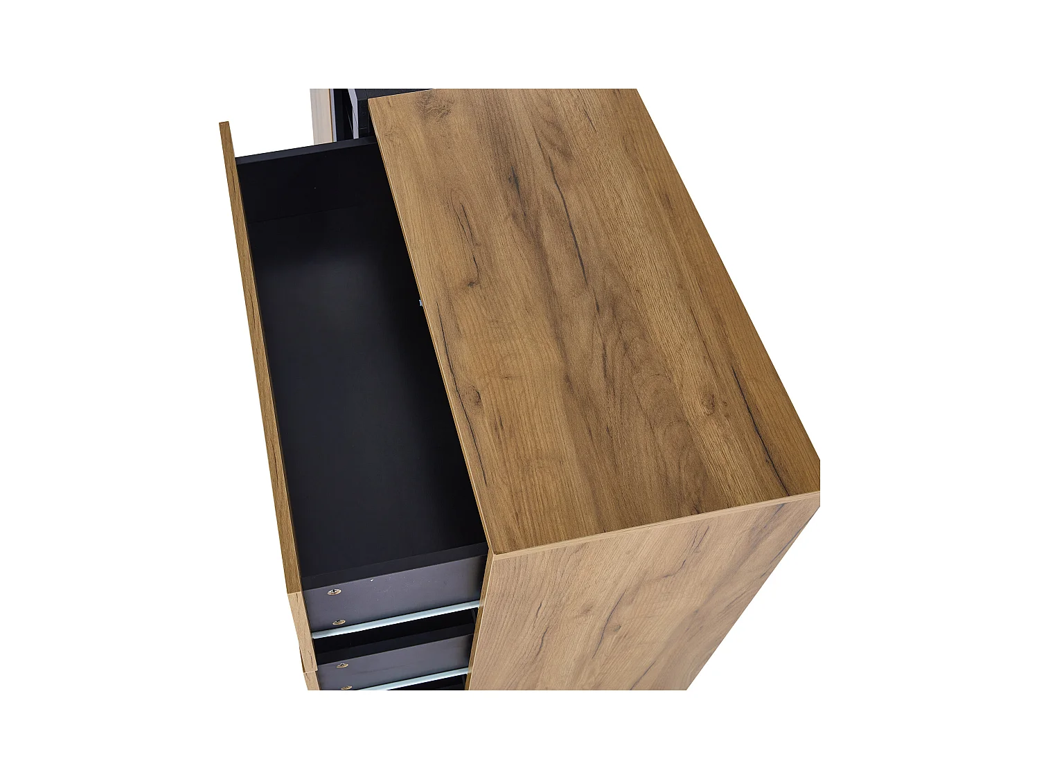 LED eetkamer dressoir 1 deur 3 laden 2 glazen planken - houten opbergmeubel - bruin (140x40x80 cm)