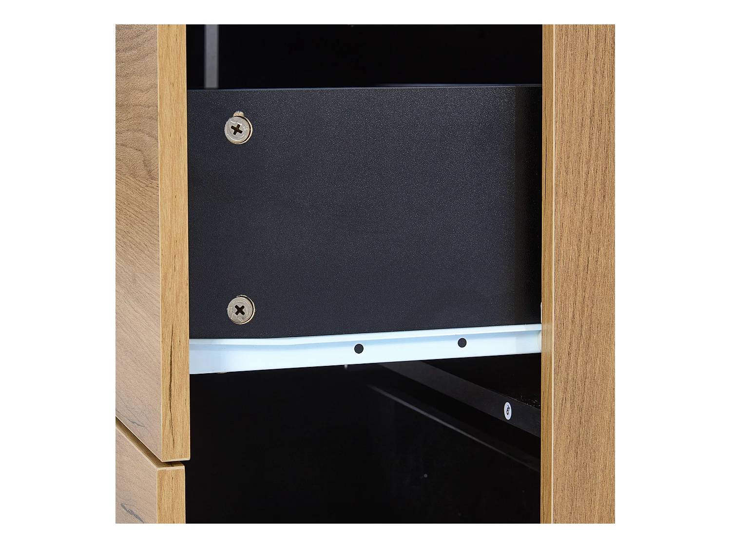 LED eetkamer dressoir 1 deur 3 laden 2 glazen planken - houten opbergmeubel - bruin (140x40x80 cm)