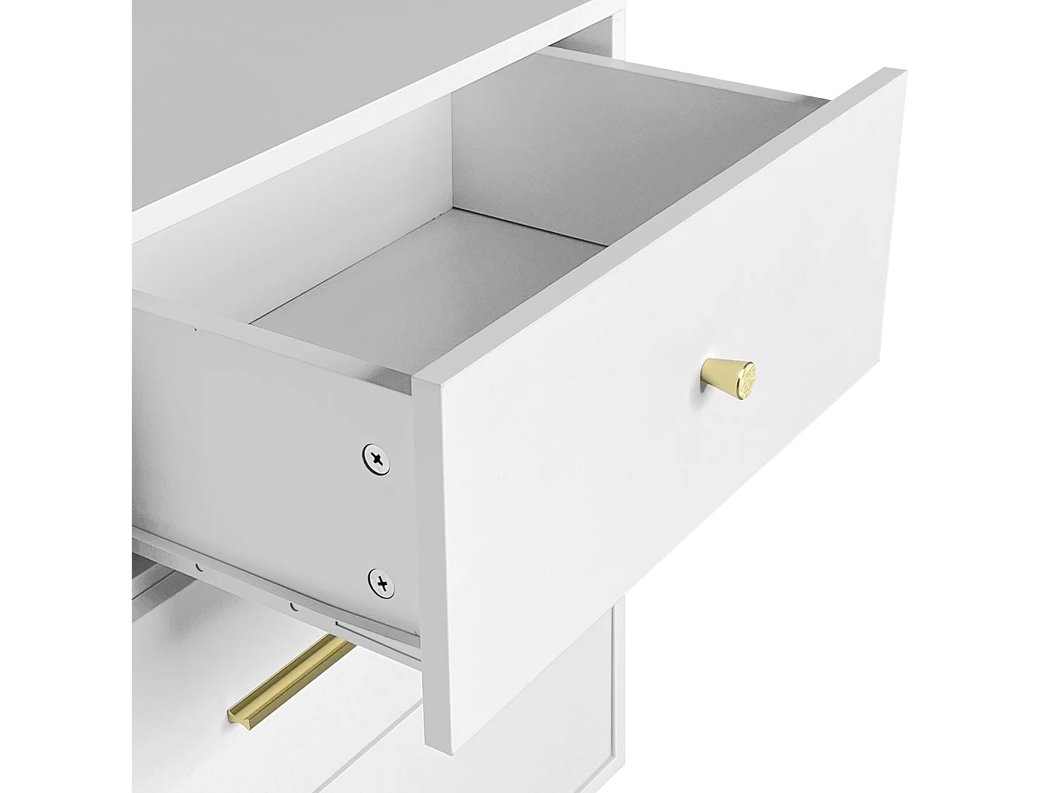 Houten dressoir met 7 laden - opbergmeubel - metalen poten - wit (140x35x76 cm)