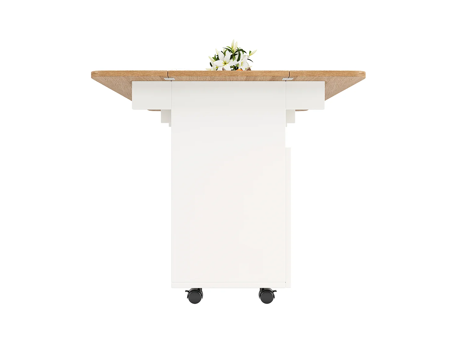 Desserte de cuisine mobile 2 portes en verre Îlot de cuisine avec plateau extensible 120x(30-70)x79.5 cm - blanc