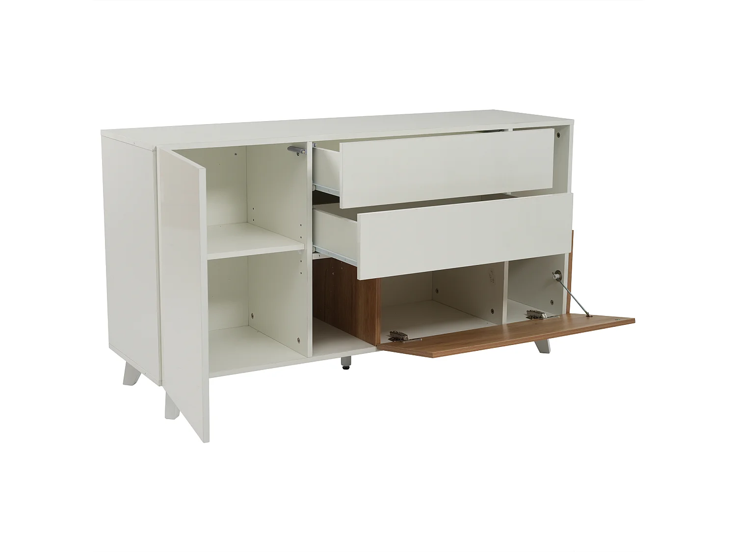 Buffet 130x40x70 cm avec 2 portes 2 tiroirs meuble de rangement - bois - blanc