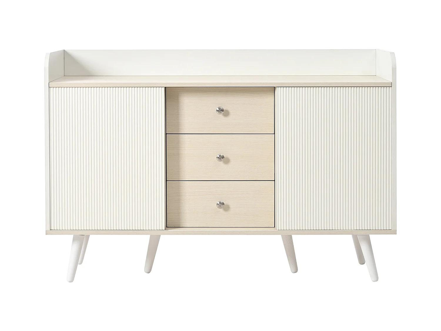 Buffet 117.5x39.5x79 cm 2 portes coulissantes 3 tiroirs - meuble de rangement bois - blanc