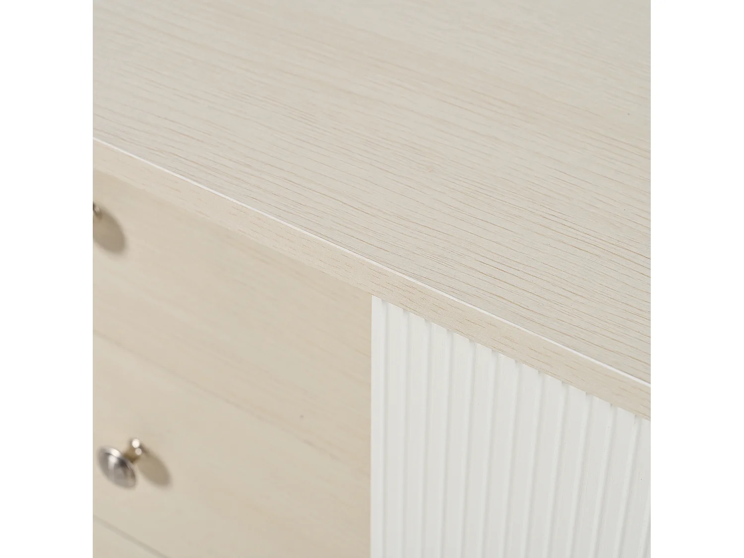 Eetkamer dressoir met 2 schuifdeuren en 3 laden - houten opbergmeubel - wit (117,5x39,5x79 cm)