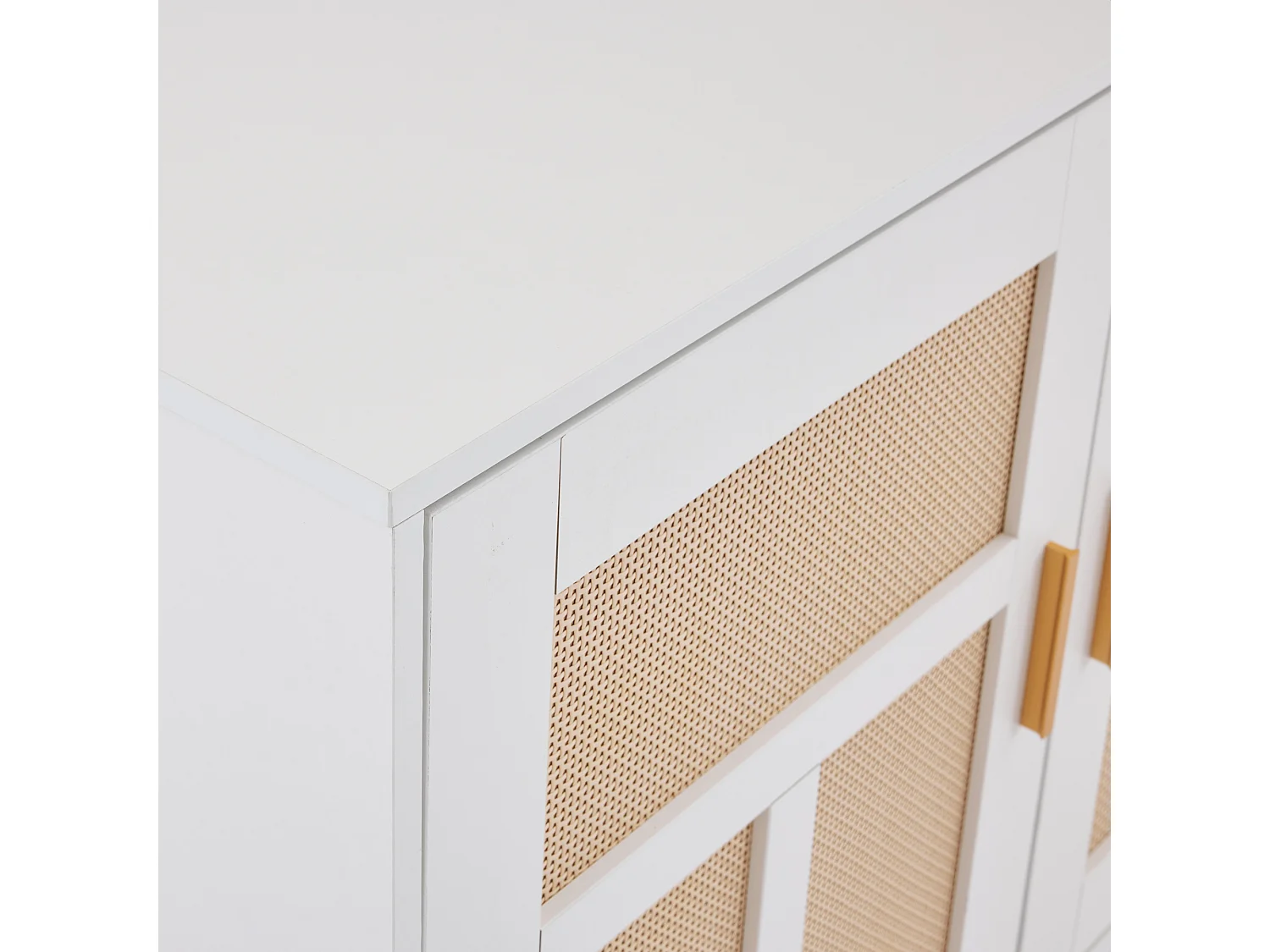 Eetkamerdressoir van rotan met 2 deuren en 3 laden - hout - wit (160x40x87 cm)