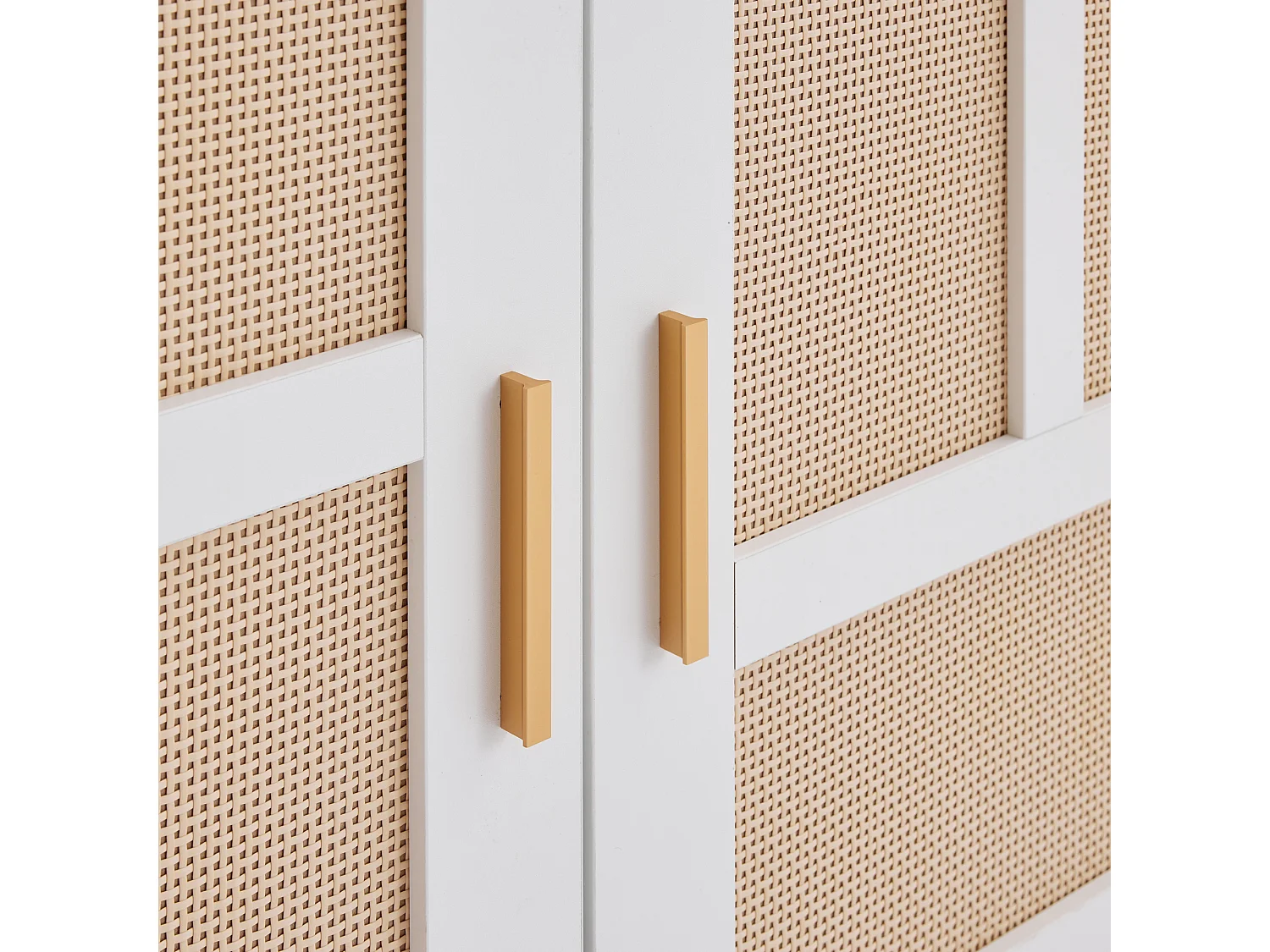 Eetkamerdressoir van rotan met 2 deuren en 3 laden - hout - wit (160x40x87 cm)