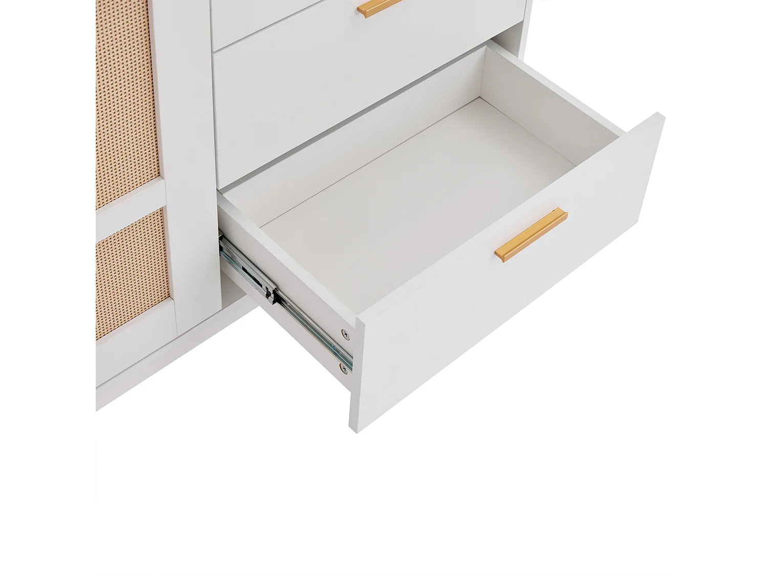 Eetkamerdressoir van rotan met 2 deuren en 3 laden - hout - wit (160x40x87 cm)