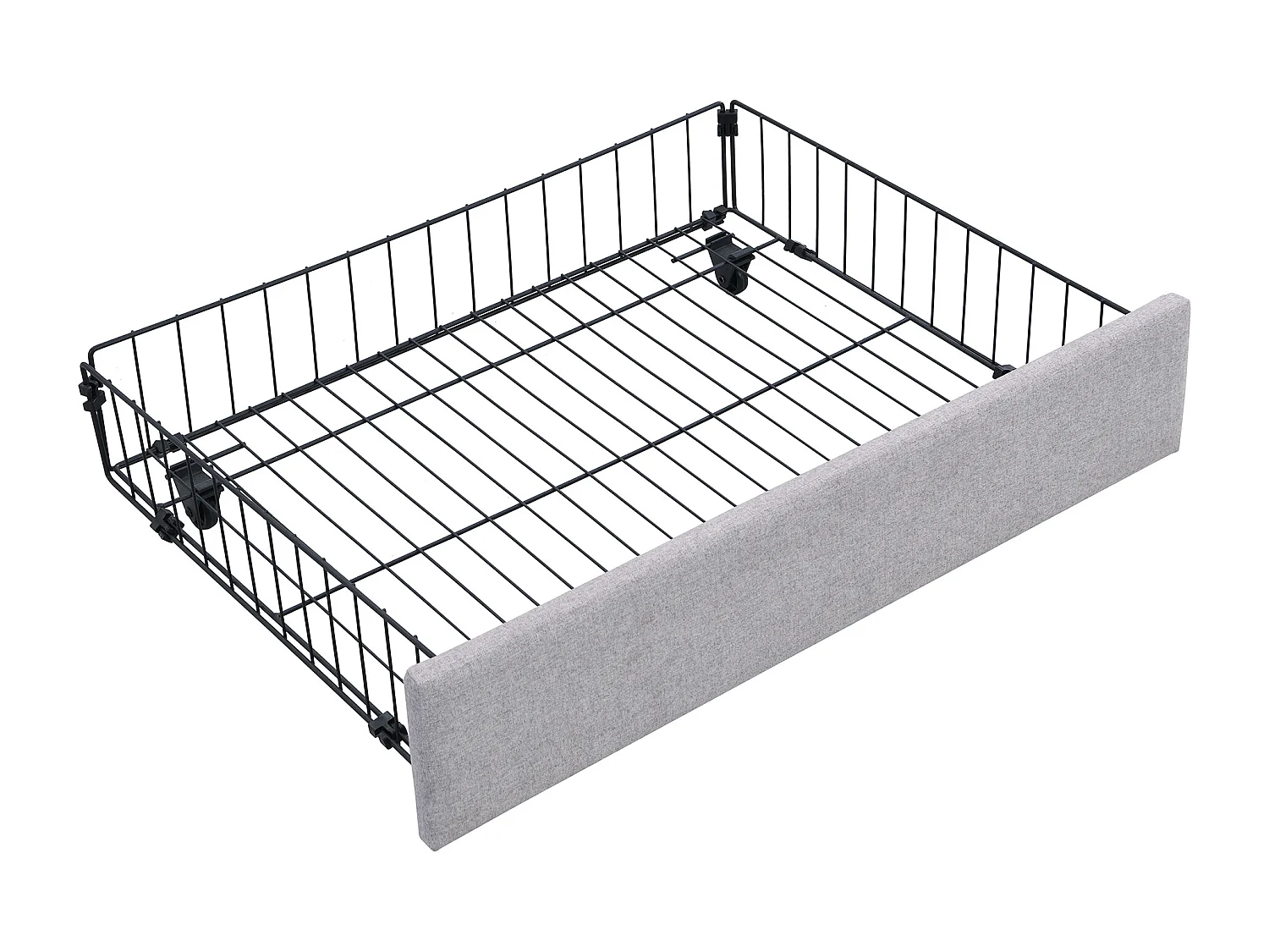 Lit double 180x200cm avec sommier - LED tête de lit capitonnée et 2 tiroirs - lin gris (sans matelas)