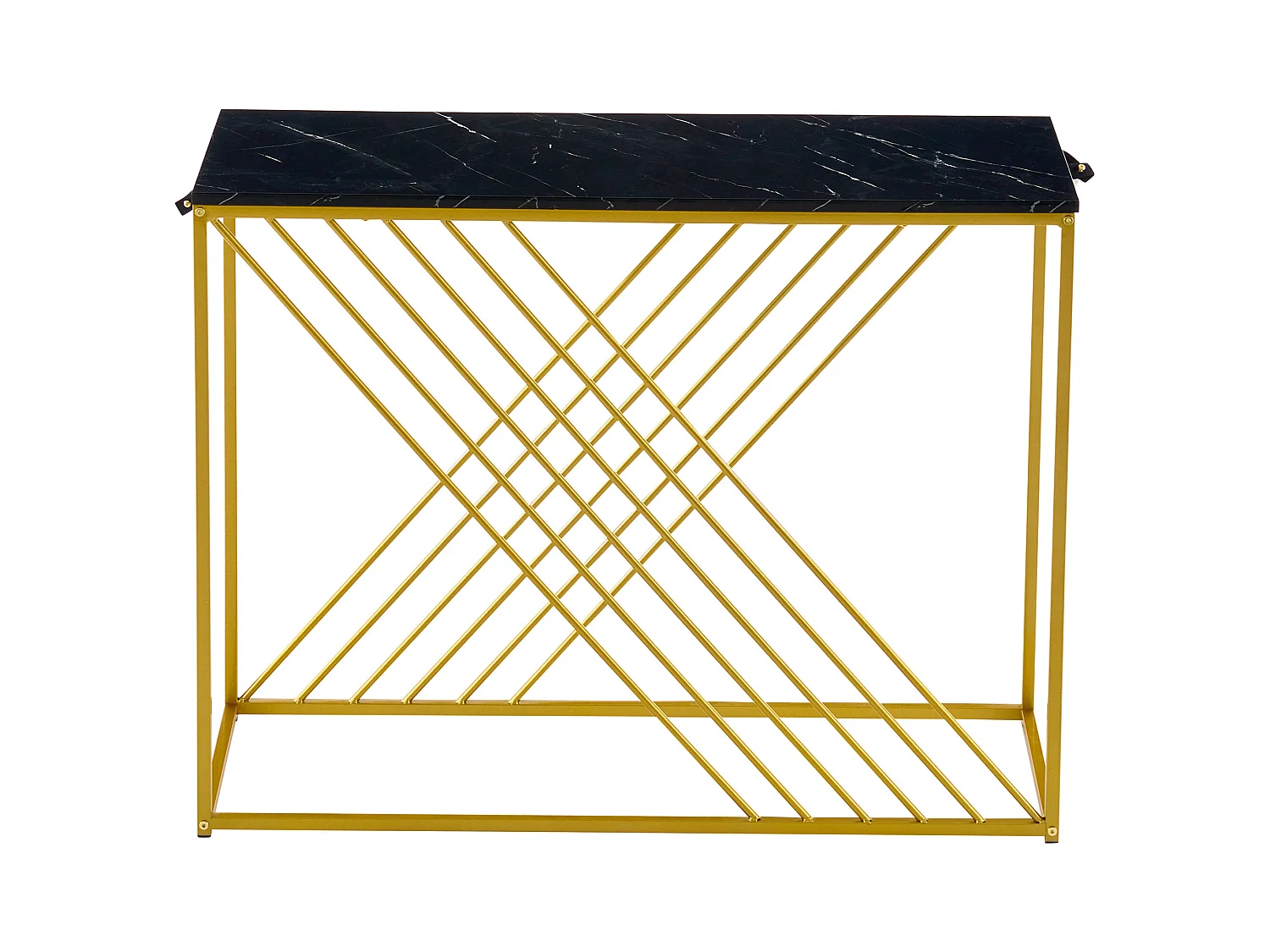 Table console 100x35x77 cm moderne à haut brillant - plateau en MDF pieds en métal - noir