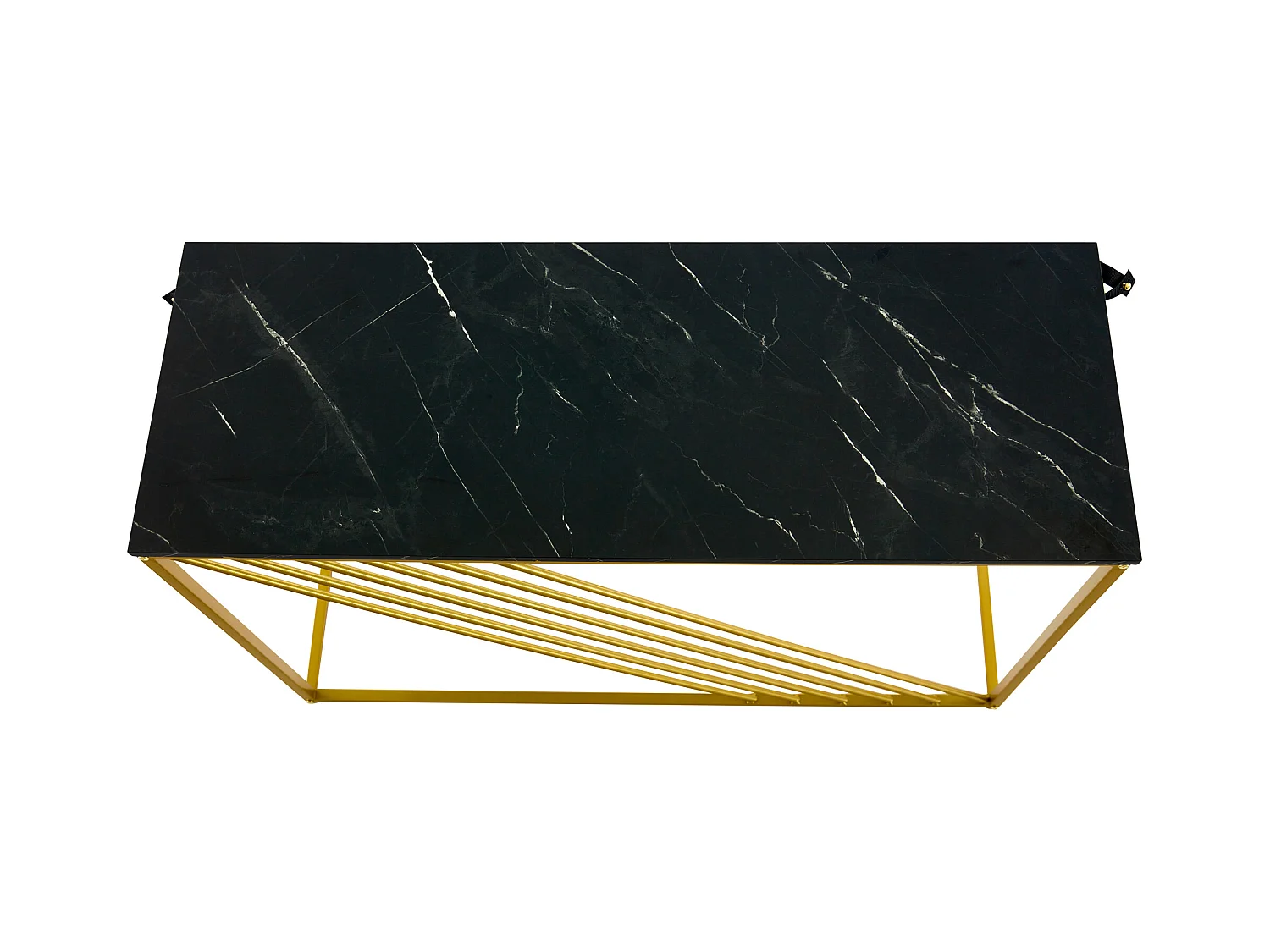 Table console 100x35x77 cm moderne à haut brillant - plateau en MDF pieds en métal - noir