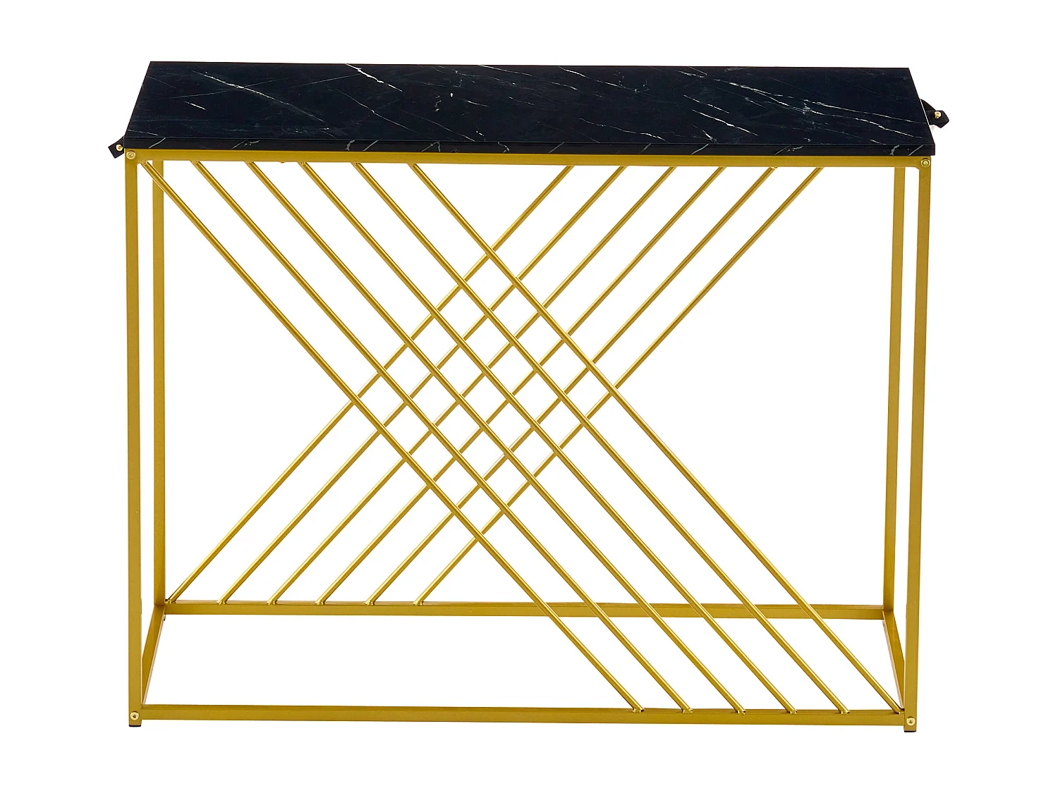 Table console 100x35x77 cm moderne à haut brillant - plateau en MDF pieds en métal - noir