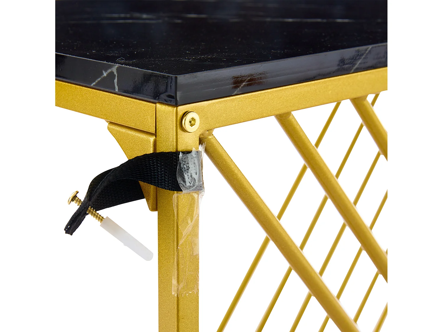 Table console 100x35x77 cm moderne à haut brillant - plateau en MDF pieds en métal - noir