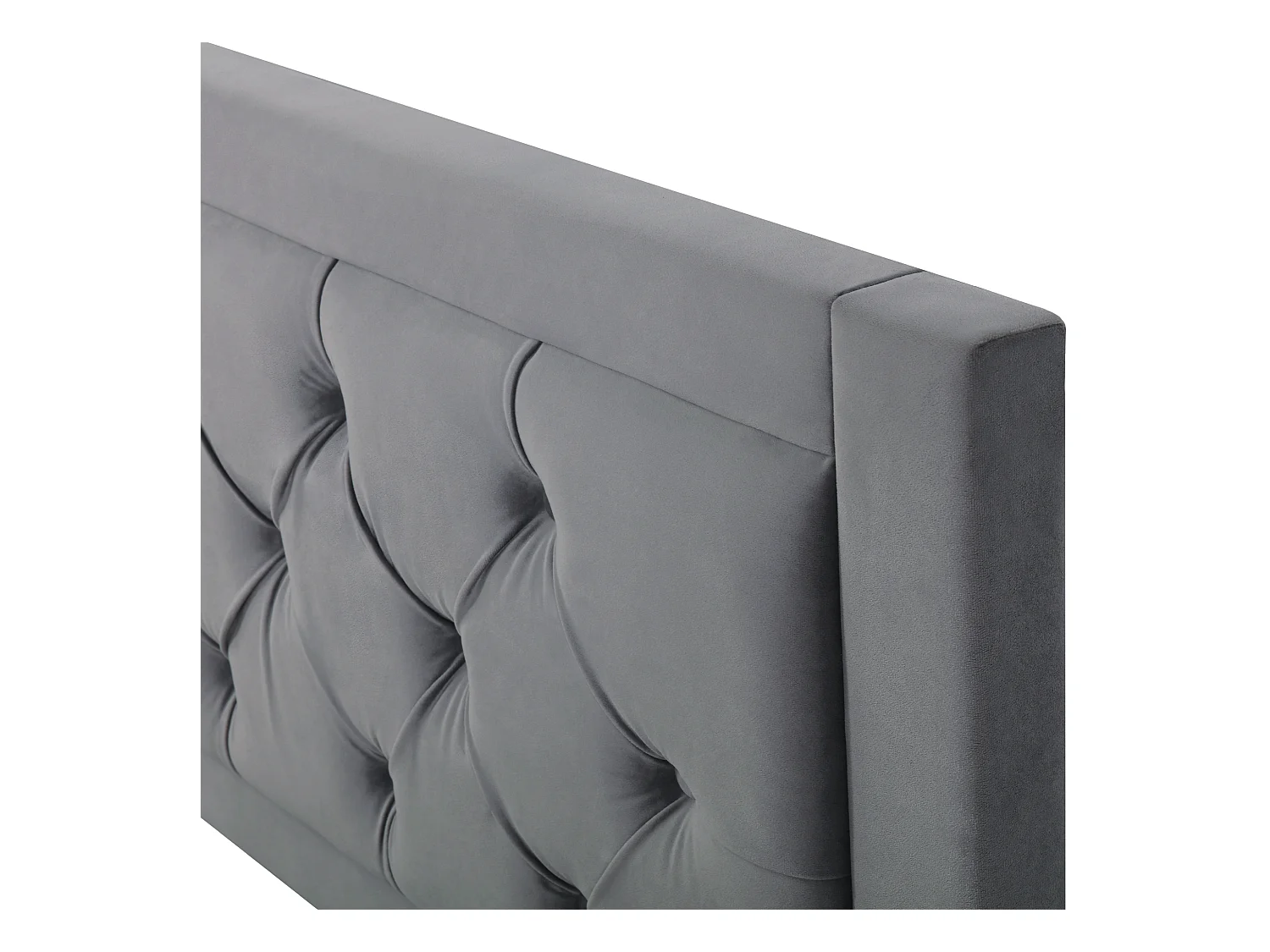 Lit coffre 140x200cm avec sommier - tête de lit capitonnée - velours gris (sans matelas)