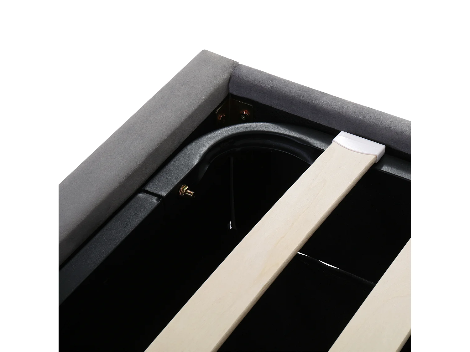 Volwassen opbergbed 140x200cm met bedbodem - gewatteerd hoofdeinde - grijs fluweel (zonder matras)