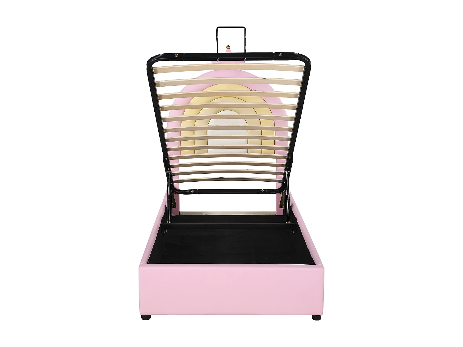 Lit enfant 90x200cm avec sommier - tête de lit réglable en hauteur - similicuir - rose (sans matelas)