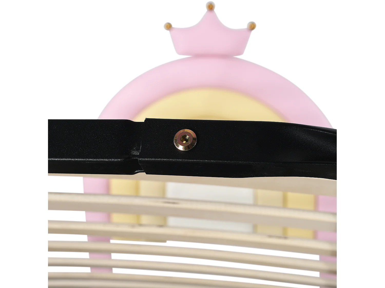 Lit enfant 90x200cm avec sommier - tête de lit réglable en hauteur - similicuir - rose (sans matelas)