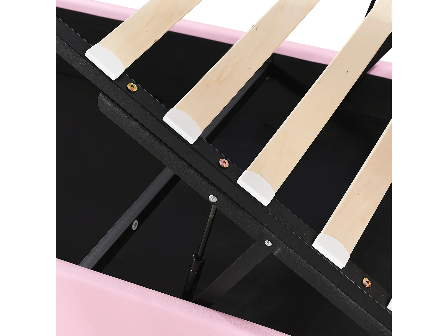 Lit enfant 90x200cm avec sommier - tête de lit réglable en hauteur - similicuir - rose (sans matelas)