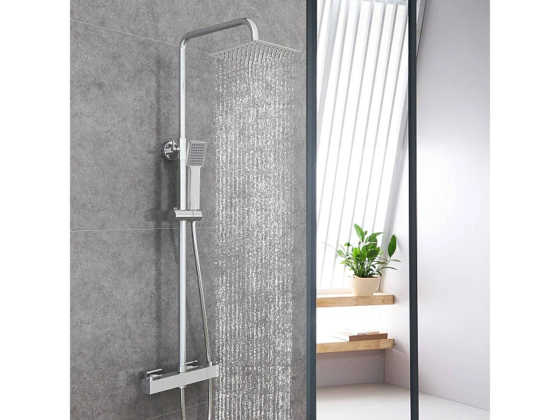 Colonne de Douche AICA avec Mitigeur Thermostatique 38 °C Laiton & Inox