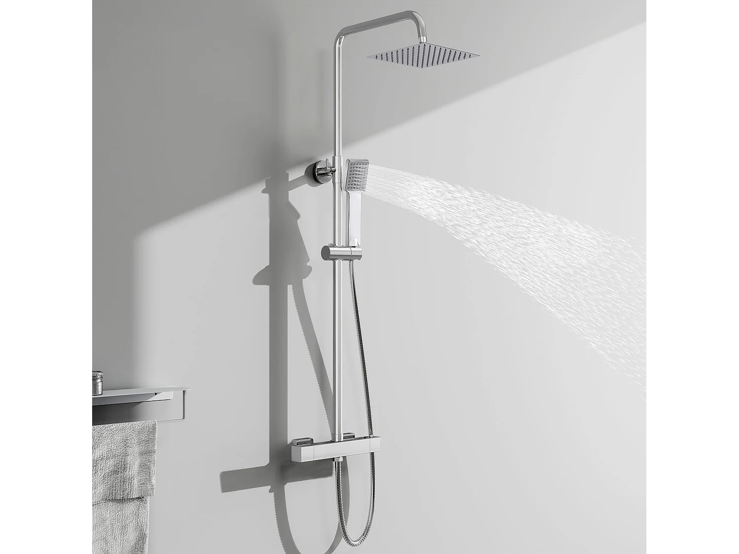 Colonne de Douche AICA avec Mitigeur Thermostatique 38 °C Laiton & Inox