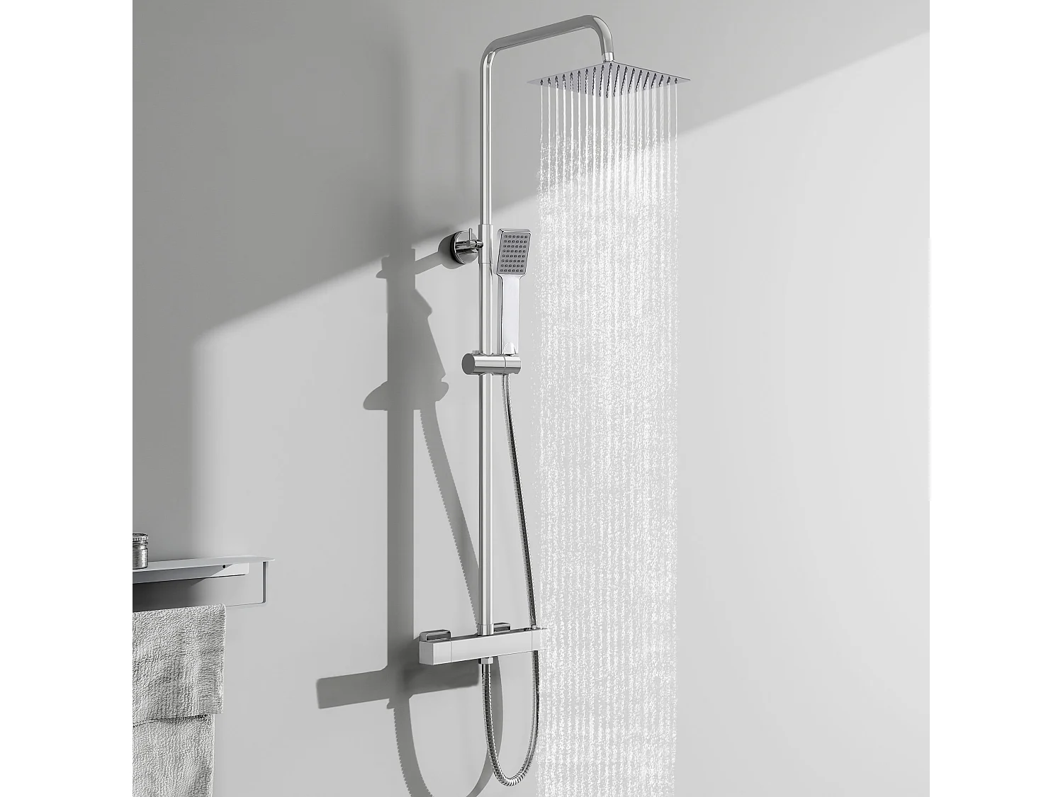 Colonne de Douche AICA avec Mitigeur Thermostatique 38 °C Laiton & Inox