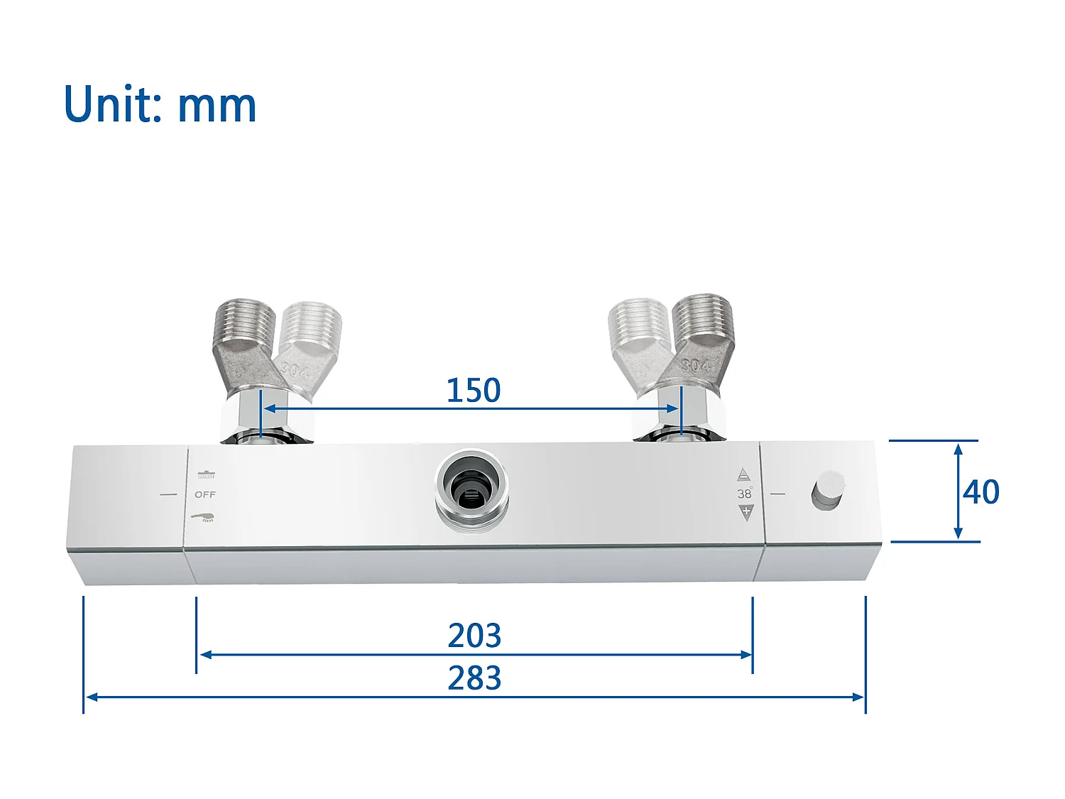 Colonne de Douche AICA avec Mitigeur Thermostatique 38 °C Laiton & Inox