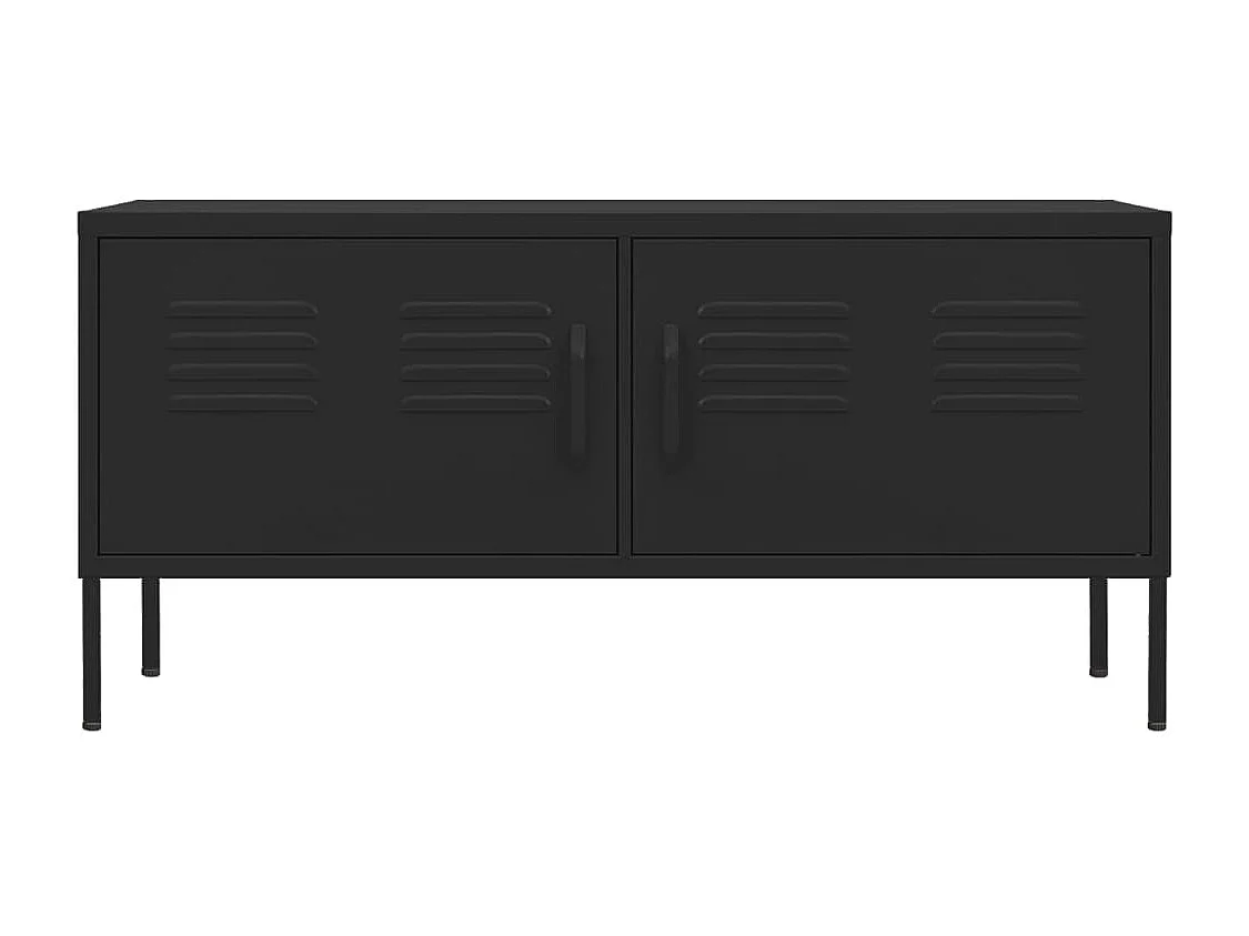 Mueble TV multimedia estantería para televisión buffet para televisión comedor salón dormitorio 105 x 35 x 50 cm Acero negro 02_0025688