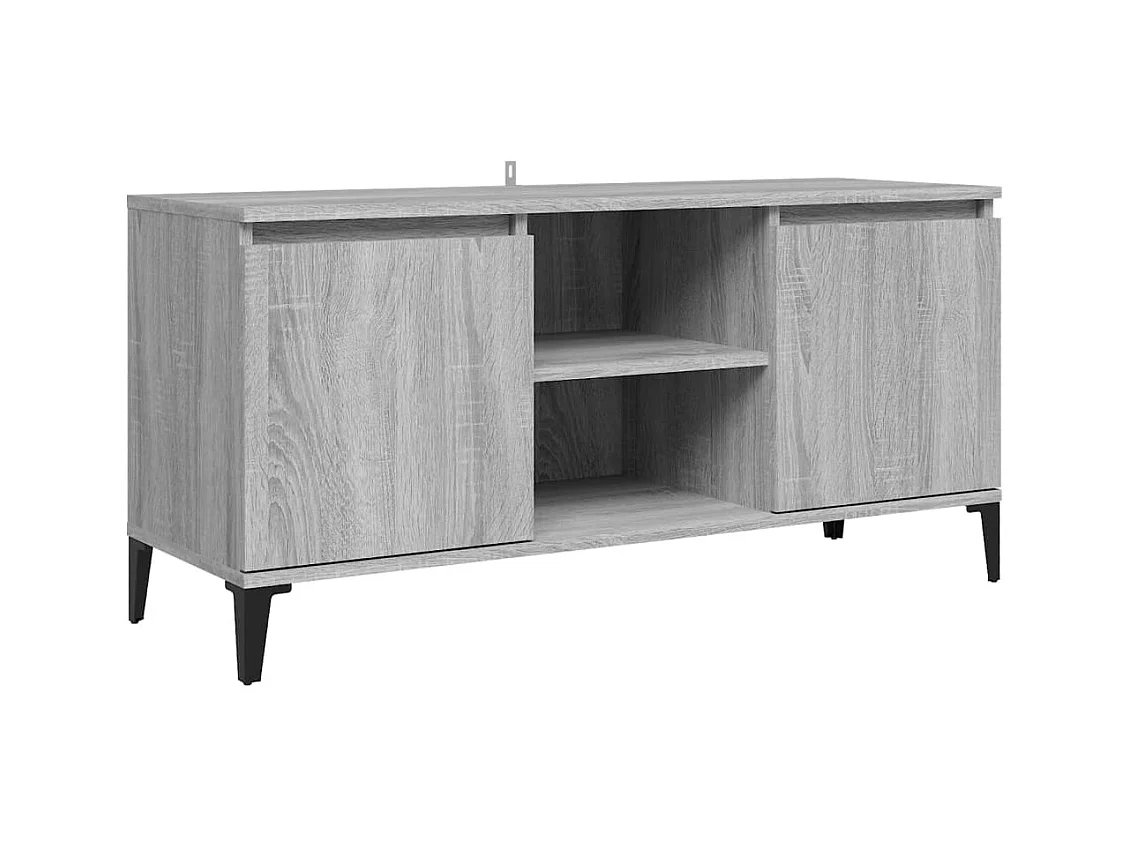 Mueble TV multimedia estantería para televisión buffet para televisión comedor salón dormitorio con patas de metal Sonoma 103,5 x 35 x 50 cm gris 02_0026879
