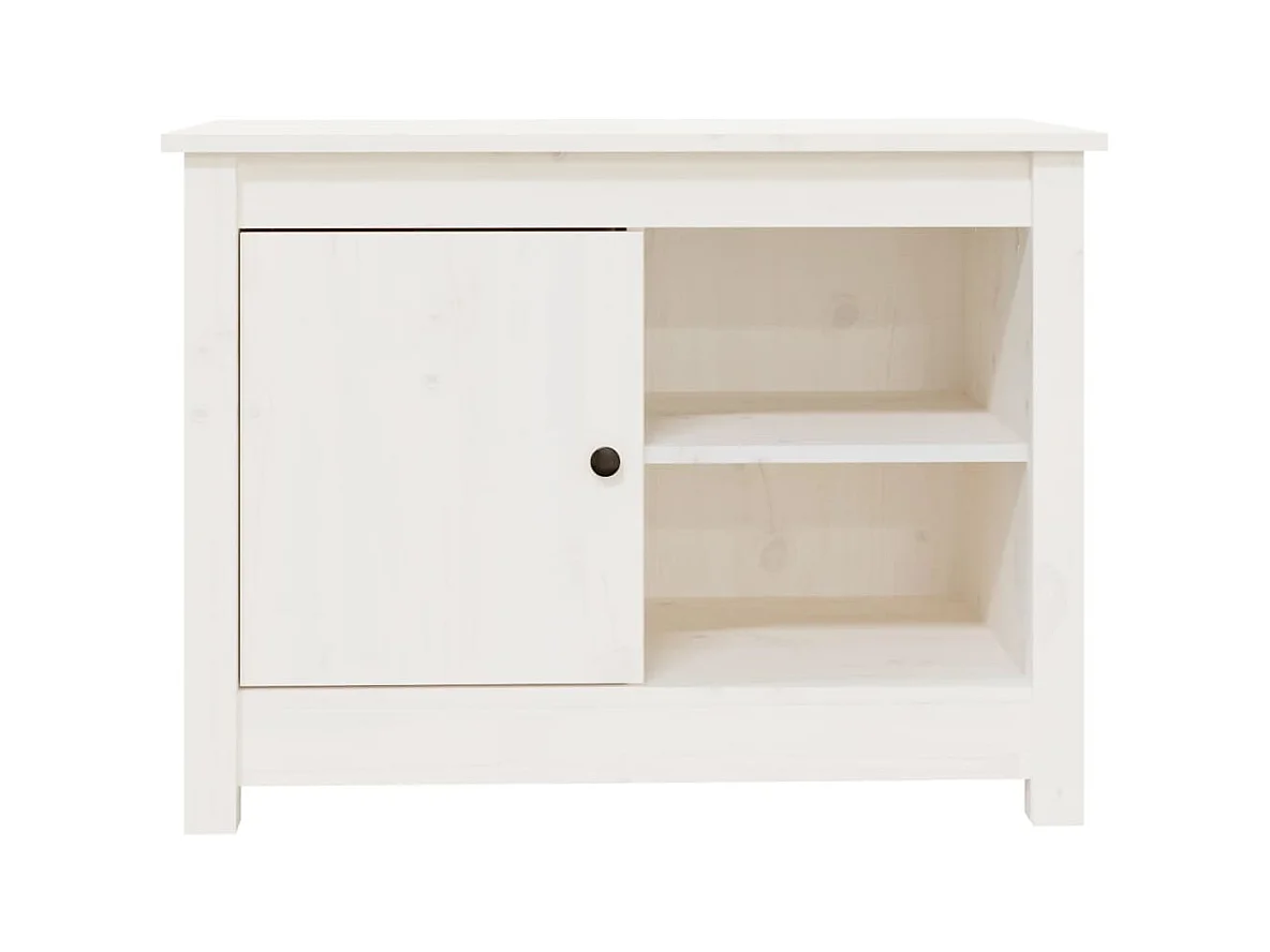 Móvel de TV multimídia prateleira de televisão televisão buffet sala de jantar sala de estar quarto 70 x 36,5 x 52 cm madeira maciça de pinho branco 02_0026191