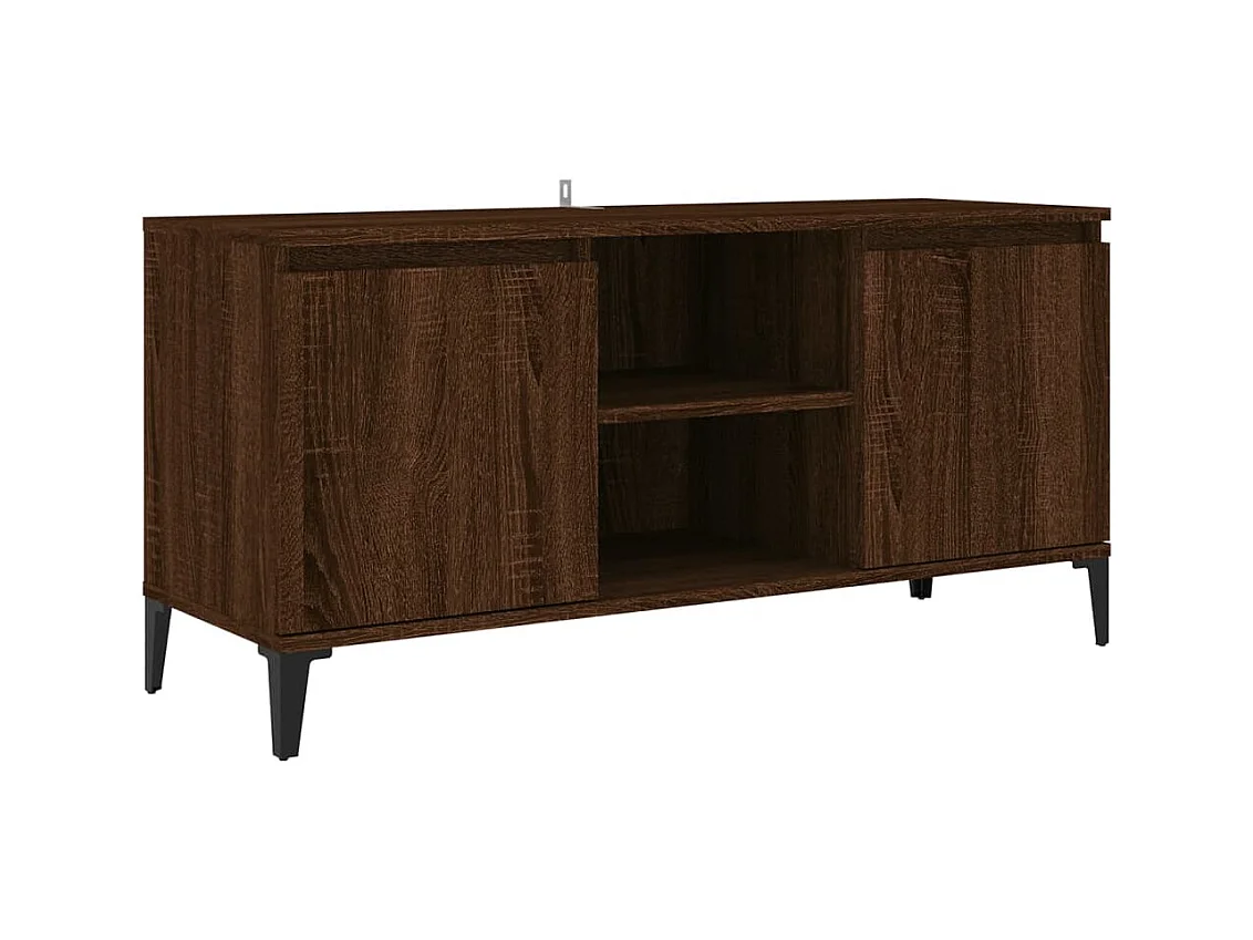Meuble TV multimédia étagère métal marron 103.5 x 35 x 50 cm 02_0026875