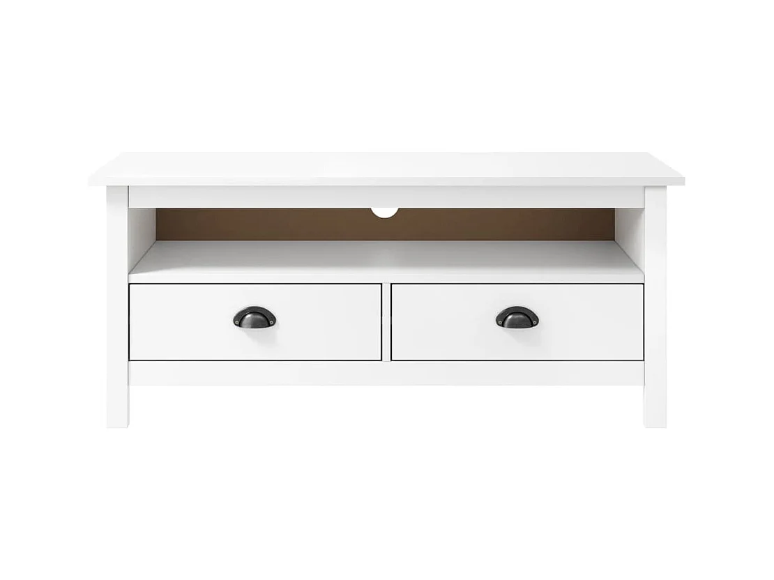 Meuble TV multimédia étagère bois blanc 110 x 40 x 47 cm 02_0027638