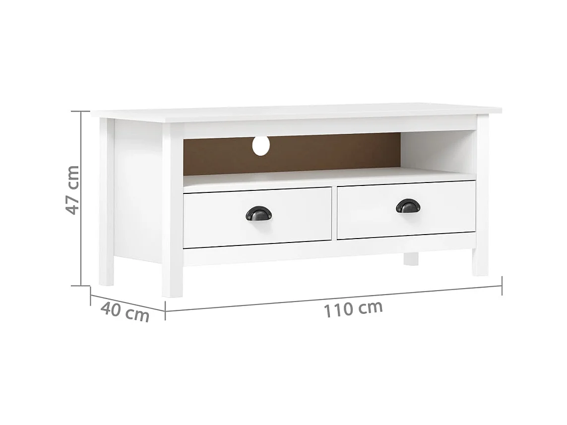 Meuble TV multimédia étagère bois blanc 110 x 40 x 47 cm 02_0027638